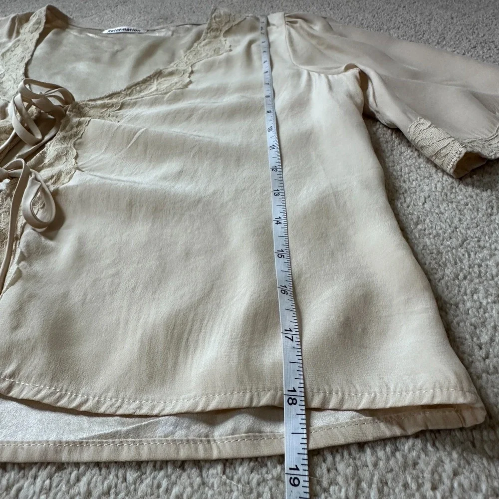 Reformation Romano Top 100% Silk Cream S